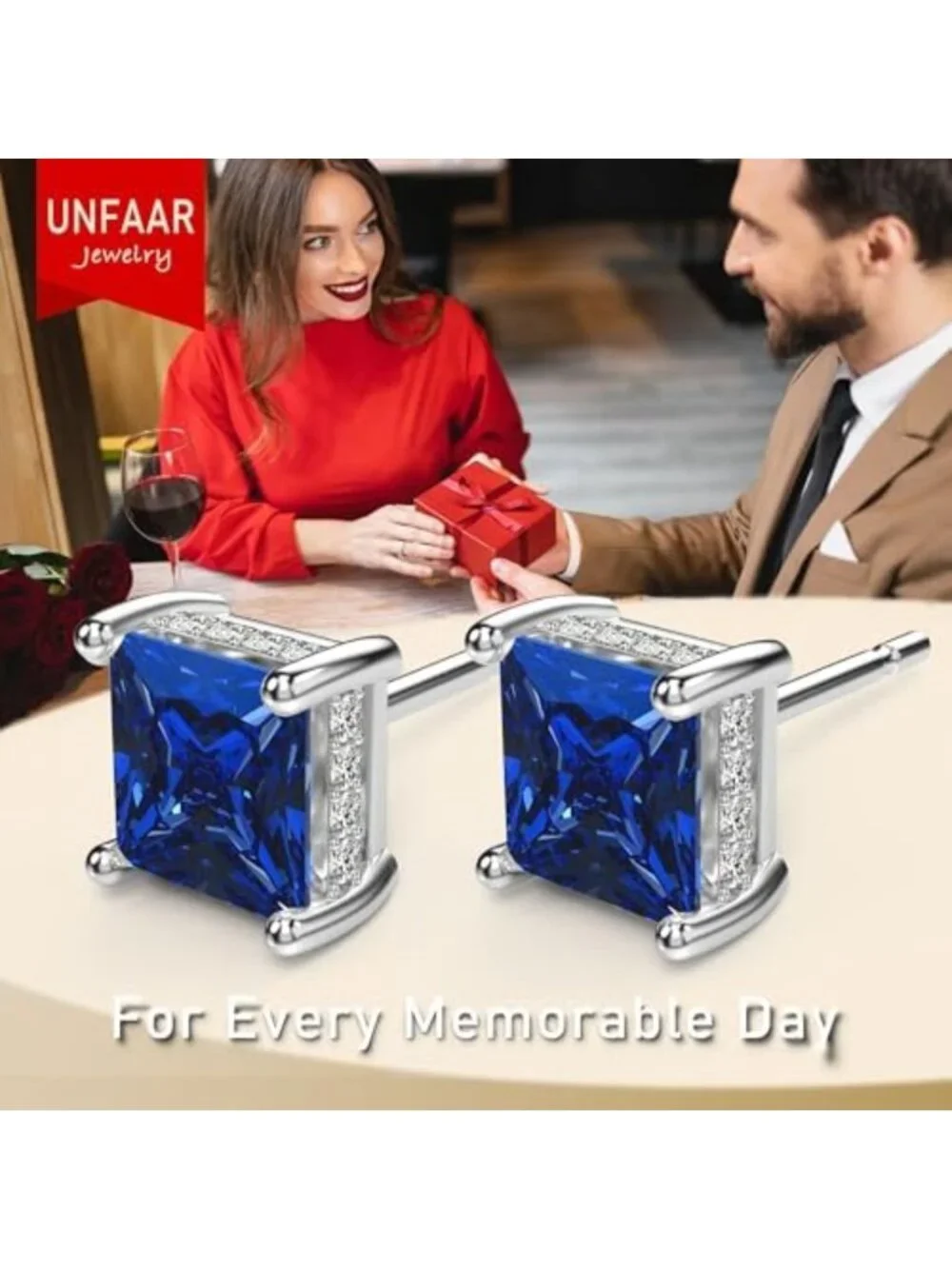 Elegant Princess Cut Cubic Zirconia Stud Earrings for Men - Sparkling Jewelry